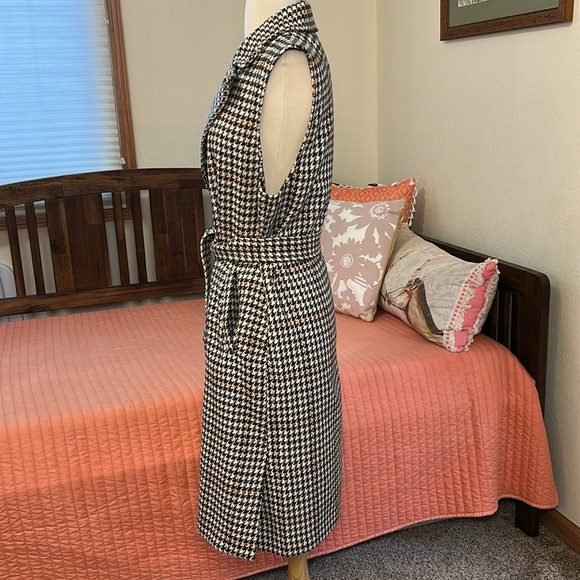 Marc New York Andrew Marc Houndstooth Longline Open Belted Sleeveless Jacket L - Picture 5 of 16